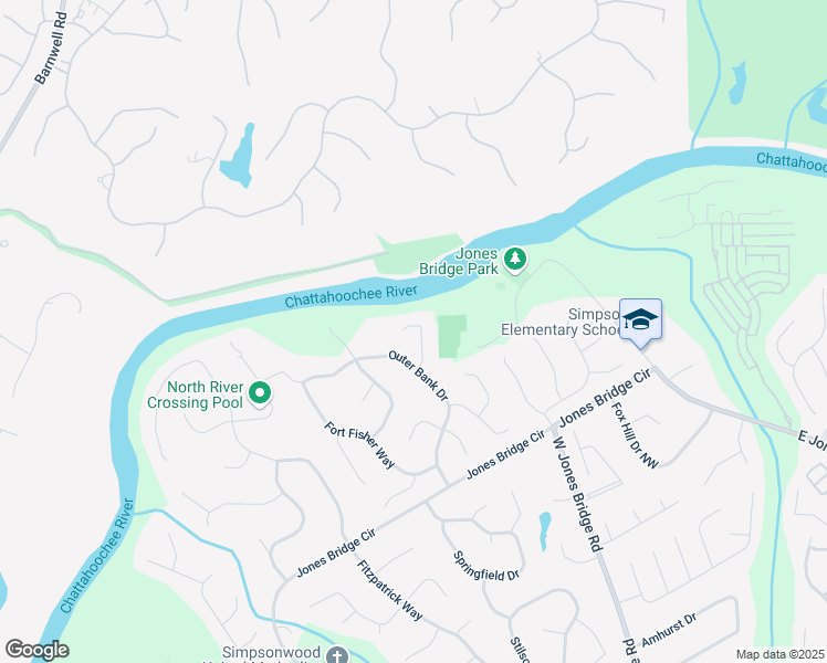 map of restaurants, bars, coffee shops, grocery stores, and more near 5395 Manteo Inlet Road in Norcross