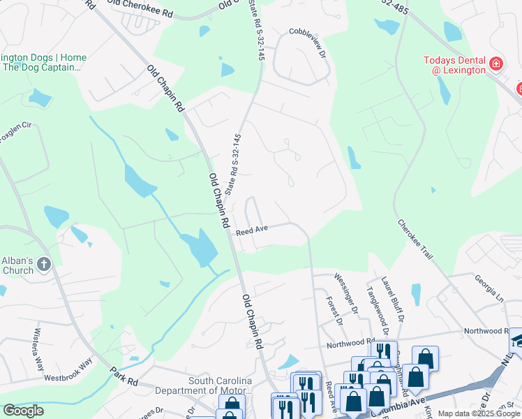 map of restaurants, bars, coffee shops, grocery stores, and more near 118 Buckhaven Way in Lexington
