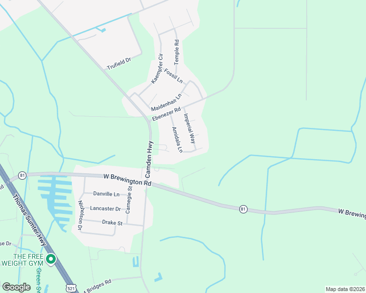 map of restaurants, bars, coffee shops, grocery stores, and more near 2805 Amidala Lane in Sumter