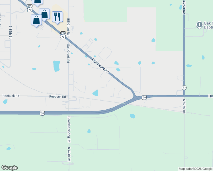 map of restaurants, bars, coffee shops, grocery stores, and more near Donita in Hugo