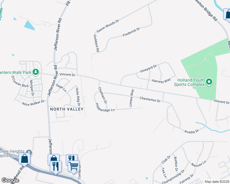 map of restaurants, bars, coffee shops, grocery stores, and more near 635 Vincent Drive in Athens