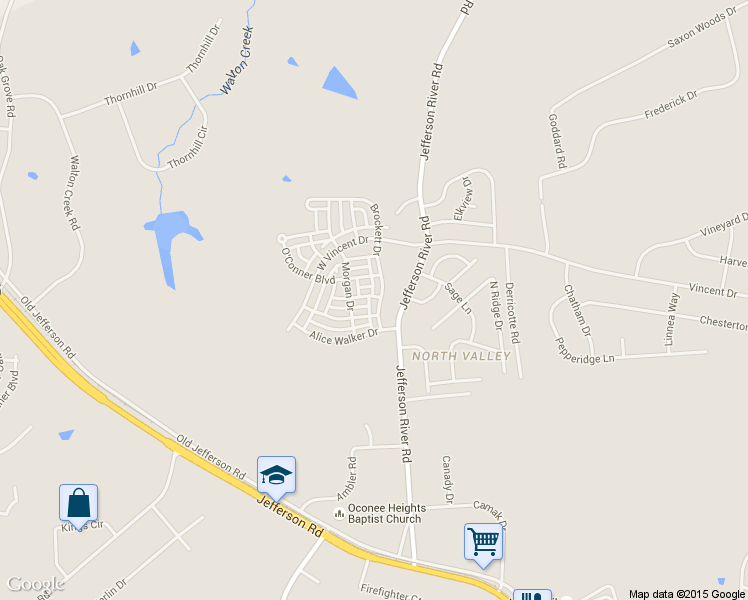 map of restaurants, bars, coffee shops, grocery stores, and more near 137 Brockett Drive in Athens