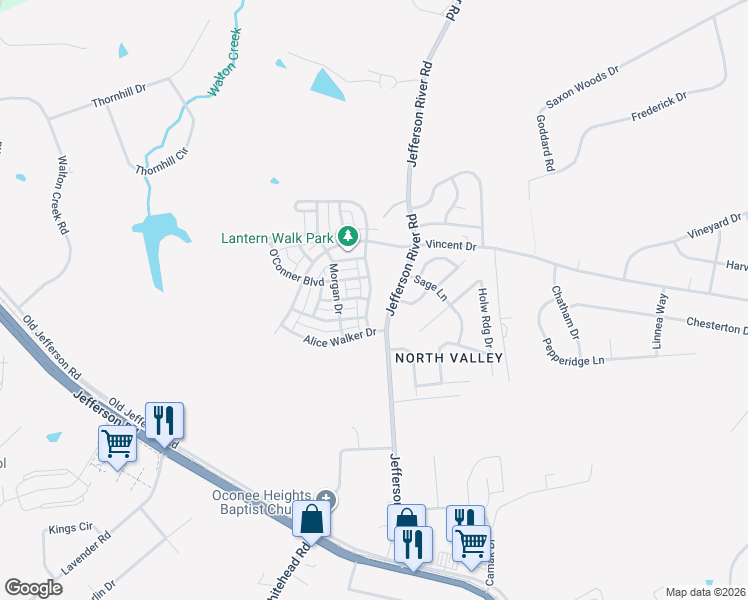 map of restaurants, bars, coffee shops, grocery stores, and more near 144 Brockett Drive in Athens