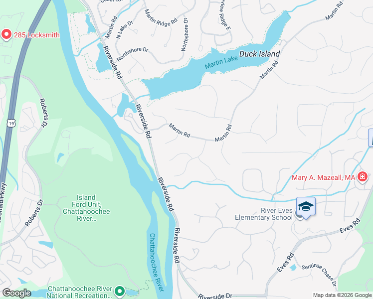 map of restaurants, bars, coffee shops, grocery stores, and more near 315 Martins Trail in Roswell
