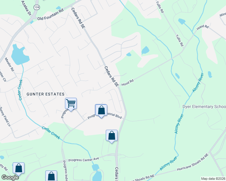 map of restaurants, bars, coffee shops, grocery stores, and more near 2330 Cedars Road in Lawrenceville