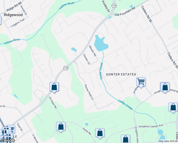 map of restaurants, bars, coffee shops, grocery stores, and more near 1125 Sunrise Field Court in Lawrenceville