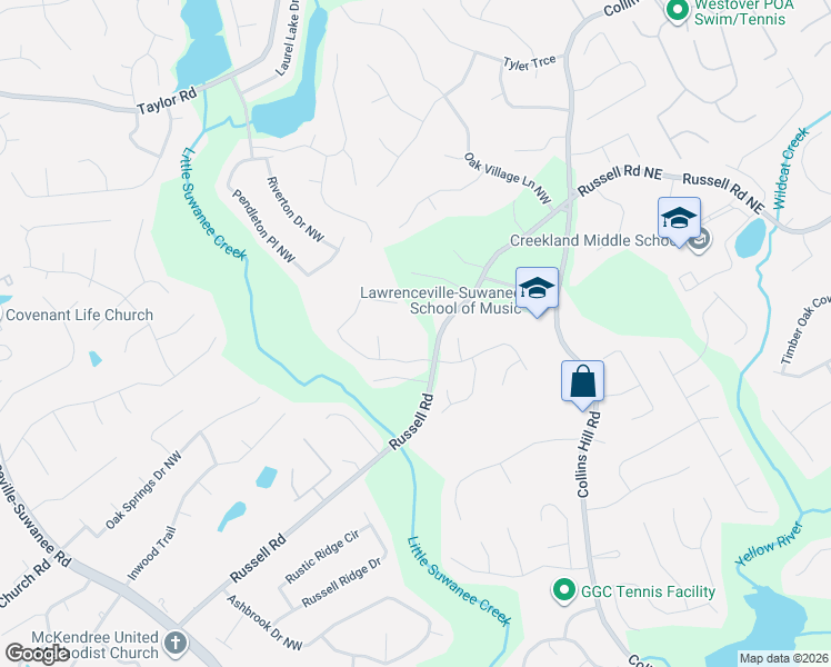 map of restaurants, bars, coffee shops, grocery stores, and more near 421 Hambridge Court in Lawrenceville