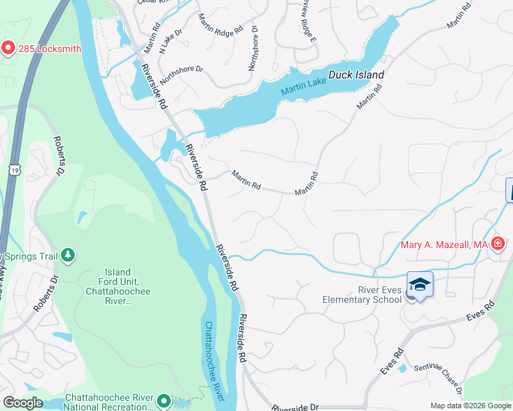 map of restaurants, bars, coffee shops, grocery stores, and more near 315 Martins Trail in Roswell