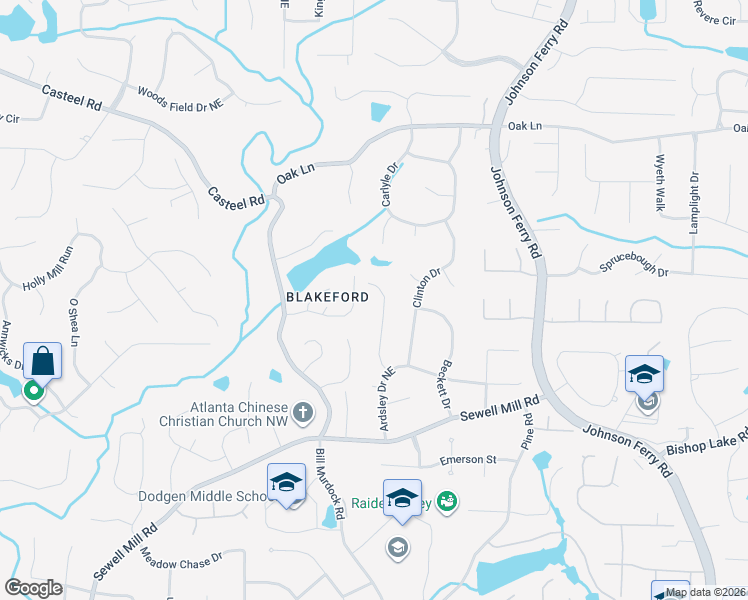 map of restaurants, bars, coffee shops, grocery stores, and more near 2022 Hastings Street in Marietta