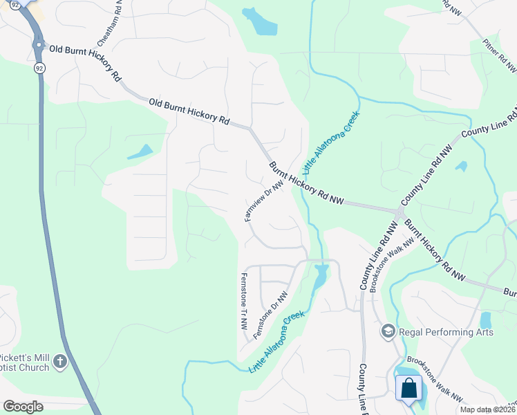 map of restaurants, bars, coffee shops, grocery stores, and more near 6402 Farmview Drive Northwest in Acworth