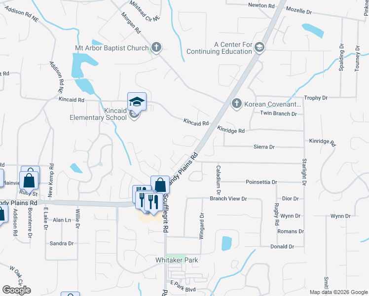 map of restaurants, bars, coffee shops, grocery stores, and more near 1349 Eastbrooke Trace in Marietta