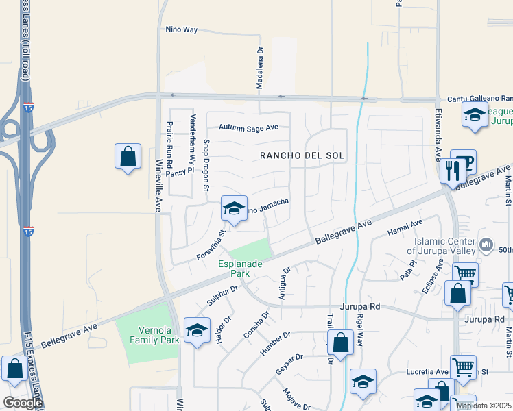 map of restaurants, bars, coffee shops, grocery stores, and more near 11468 Corte Los Laureles in Jurupa Valley