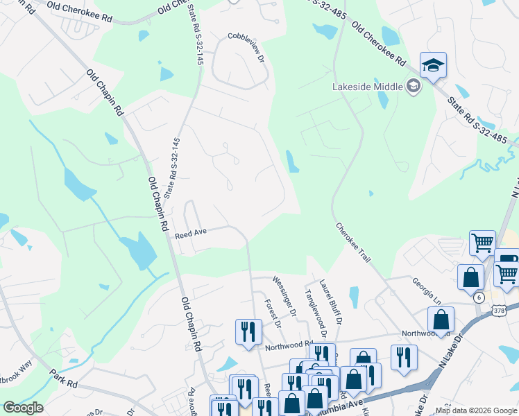 map of restaurants, bars, coffee shops, grocery stores, and more near 219 Camden Court in Lexington