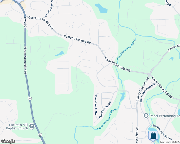 map of restaurants, bars, coffee shops, grocery stores, and more near 123 Ledgemont Way in Acworth