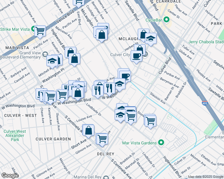 map of restaurants, bars, coffee shops, grocery stores, and more near 11851 Atlantic Avenue in Los Angeles