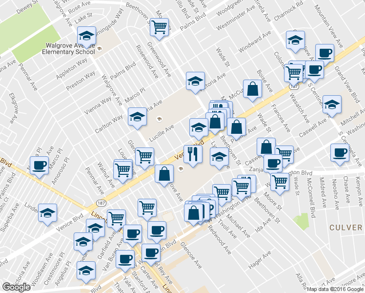 map of restaurants, bars, coffee shops, grocery stores, and more near 3784 Maplewood Avenue in Los Angeles