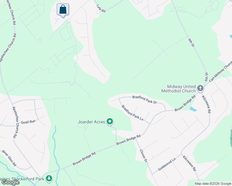 map of restaurants, bars, coffee shops, grocery stores, and more near 1143 Bradford Park Drive in Auburn
