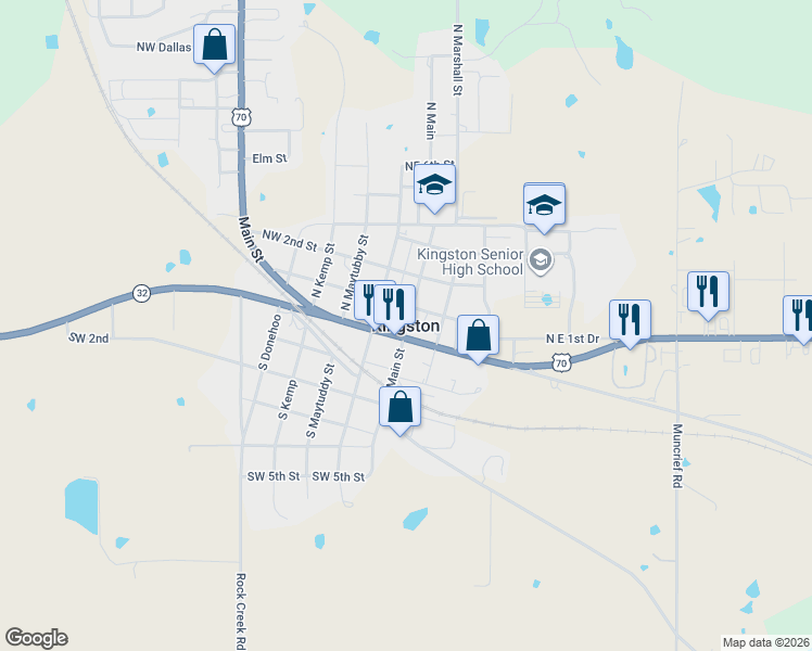map of restaurants, bars, coffee shops, grocery stores, and more near in Kingston