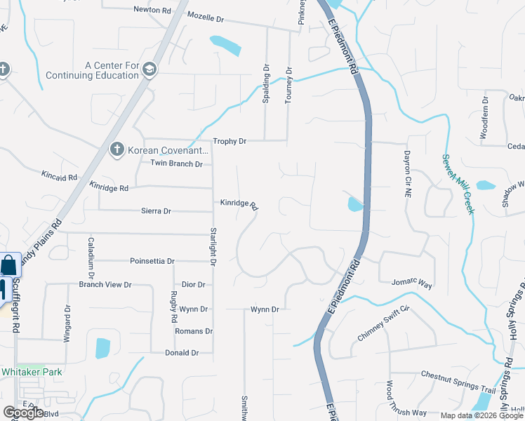 map of restaurants, bars, coffee shops, grocery stores, and more near 2118 Glenridge Court in Marietta