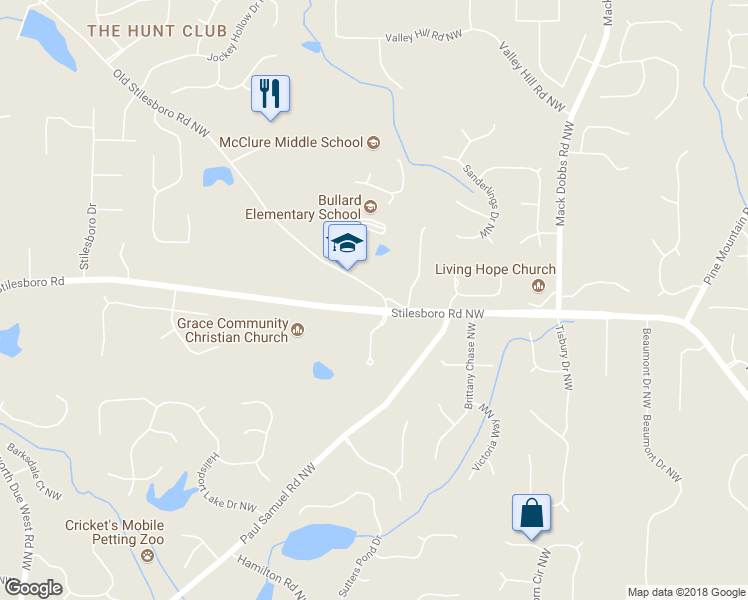 map of restaurants, bars, coffee shops, grocery stores, and more near 3635 Old Stilesboro Road Northwest in Kennesaw