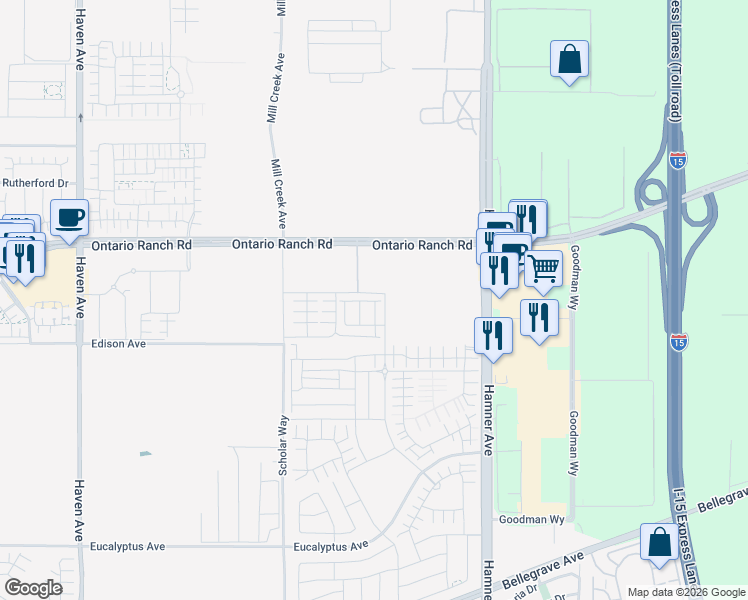map of restaurants, bars, coffee shops, grocery stores, and more near in Ontario