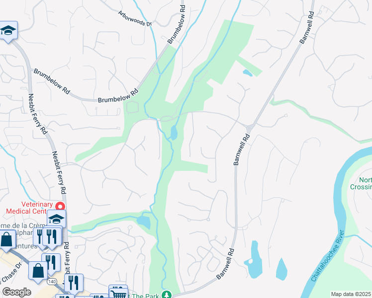 map of restaurants, bars, coffee shops, grocery stores, and more near 8700 Mount Rushmore Drive in Alpharetta