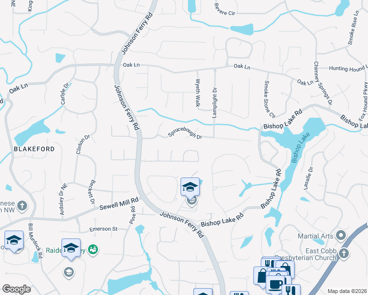 map of restaurants, bars, coffee shops, grocery stores, and more near 4080 Charrwood Trce in Marietta