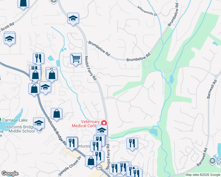 map of restaurants, bars, coffee shops, grocery stores, and more near 245 Rhine Drive in Alpharetta