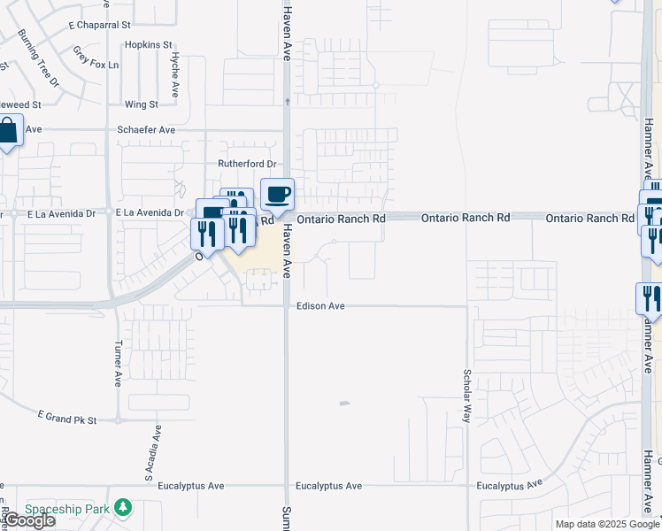 map of restaurants, bars, coffee shops, grocery stores, and more near in Ontario