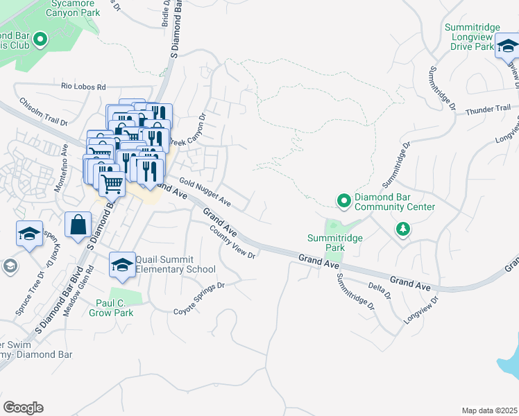 map of restaurants, bars, coffee shops, grocery stores, and more near 1333 Sims Place in Diamond Bar