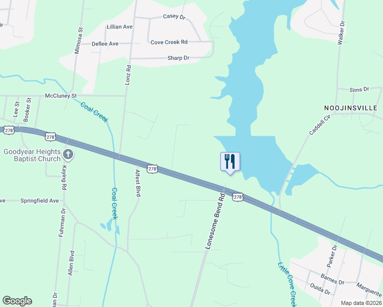 map of restaurants, bars, coffee shops, grocery stores, and more near 1820 U.S. 278 in Gadsden