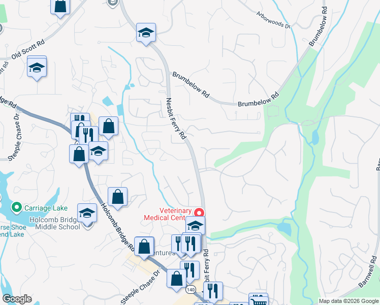 map of restaurants, bars, coffee shops, grocery stores, and more near 130 Seine Court in Alpharetta