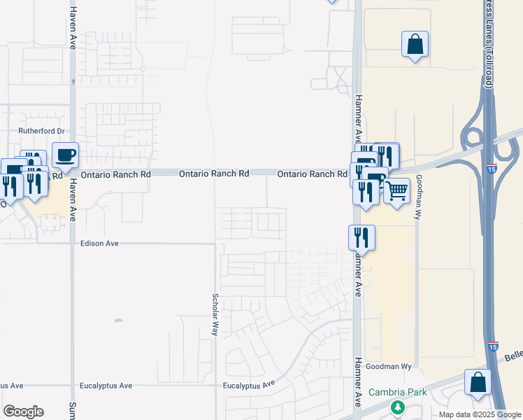 map of restaurants, bars, coffee shops, grocery stores, and more near in Ontario