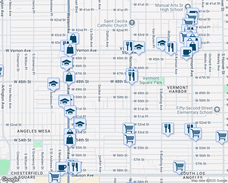 map of restaurants, bars, coffee shops, grocery stores, and more near in Los Angeles