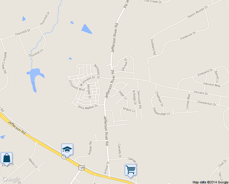 map of restaurants, bars, coffee shops, grocery stores, and more near 131 North Ridge Drive in Athens