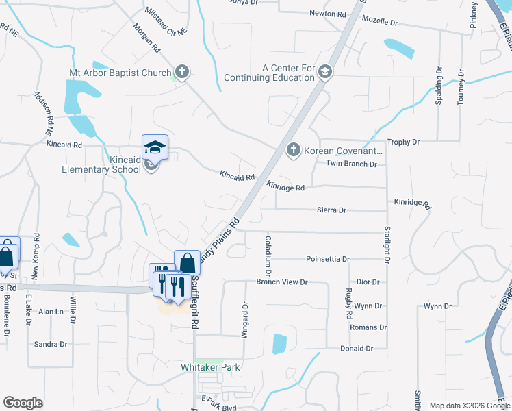 map of restaurants, bars, coffee shops, grocery stores, and more near 2009 Granite Mill Road in Marietta