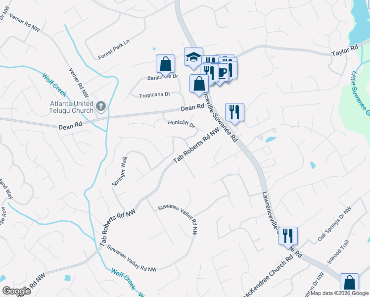 map of restaurants, bars, coffee shops, grocery stores, and more near 1924 Hunt Crossing Court in Lawrenceville