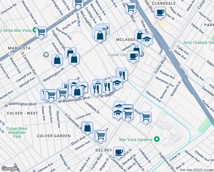 map of restaurants, bars, coffee shops, grocery stores, and more near 11851 Atlantic Avenue in Los Angeles