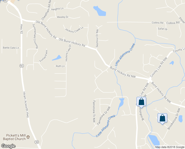 map of restaurants, bars, coffee shops, grocery stores, and more near 1711 Farmview Drive Northwest in Acworth
