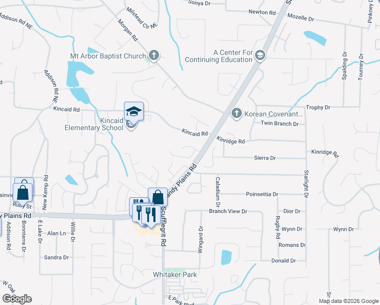 map of restaurants, bars, coffee shops, grocery stores, and more near 1349 Eastbrooke Trace in Marietta