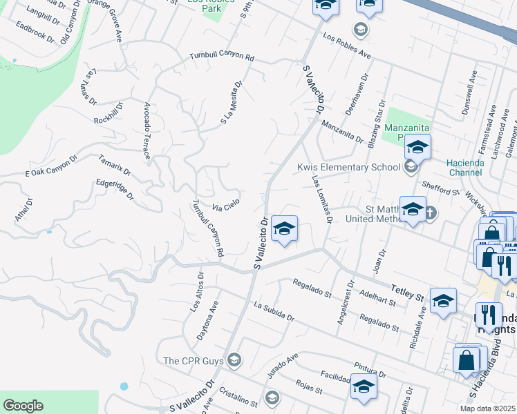 map of restaurants, bars, coffee shops, grocery stores, and more near in City of Industry