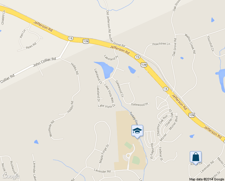 map of restaurants, bars, coffee shops, grocery stores, and more near 562 Lakeland Court in Athens