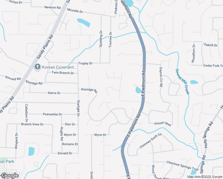 map of restaurants, bars, coffee shops, grocery stores, and more near 2105 Glenridge Court in Marietta