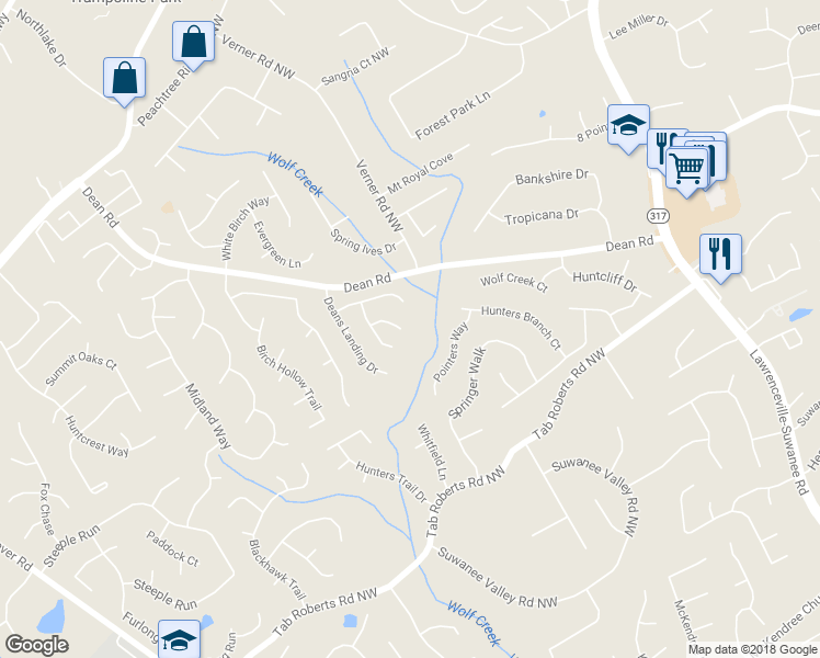 map of restaurants, bars, coffee shops, grocery stores, and more near 909 Light House Way in Lawrenceville