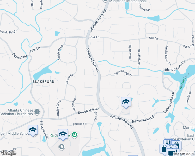map of restaurants, bars, coffee shops, grocery stores, and more near 3998 Amberley Lane in Marietta