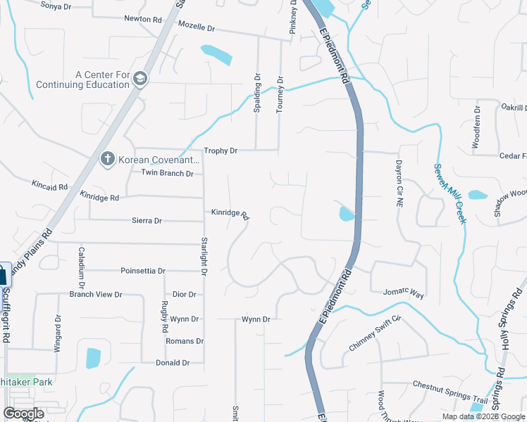 map of restaurants, bars, coffee shops, grocery stores, and more near 2118 Glenridge Court in Marietta