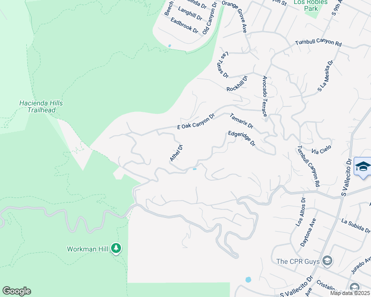map of restaurants, bars, coffee shops, grocery stores, and more near 2900 Athel Drive in Hacienda Heights