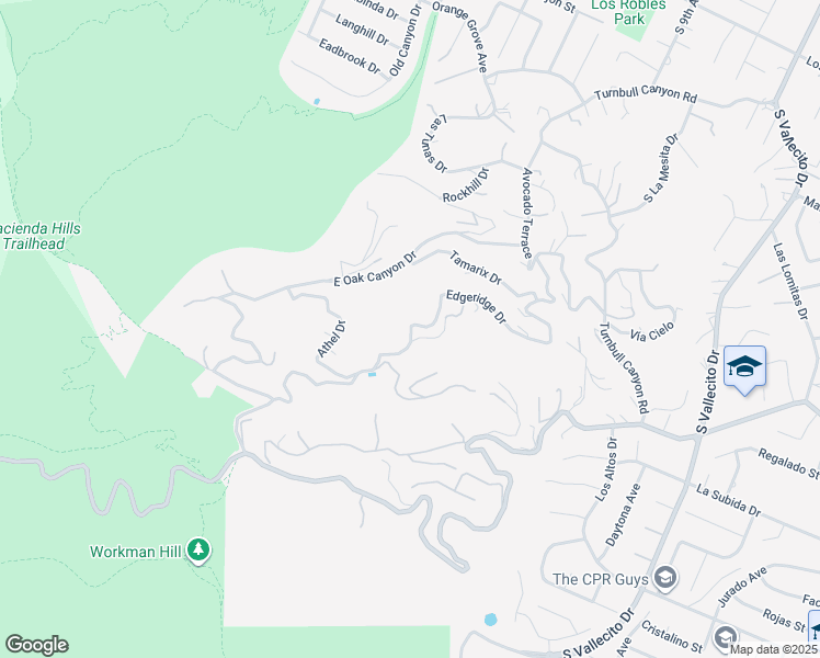 map of restaurants, bars, coffee shops, grocery stores, and more near Edgeridge Drive in Hacienda Heights