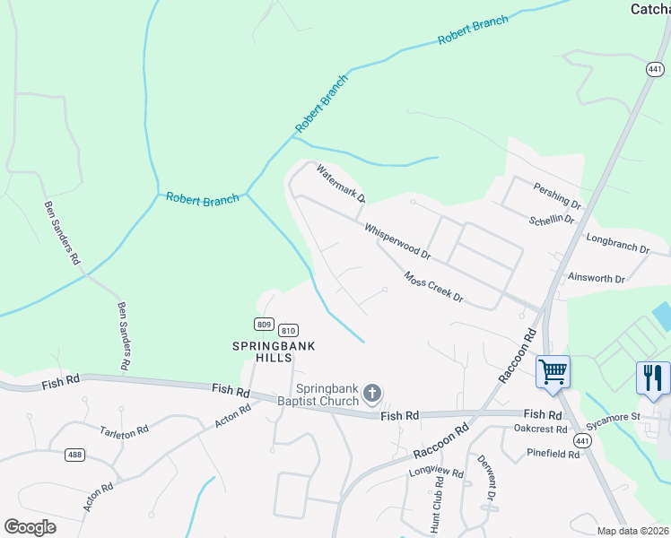 map of restaurants, bars, coffee shops, grocery stores, and more near 2675 Watermark Drive in Dalzell