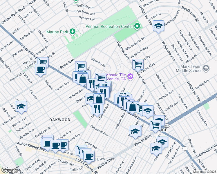map of restaurants, bars, coffee shops, grocery stores, and more near 1070 Frederick Street in Los Angeles